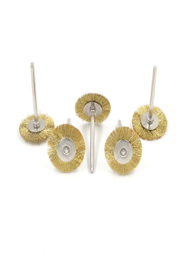 KWICK CUT + Mini Brass Wire Brush Wheel Dia 25mm Shank 3mm 5 pcs Shank for Drill & Rotary Tool - Rust Removal, Metal Polishing, Cleaning - Compatible with Dremel Tools - Image 1